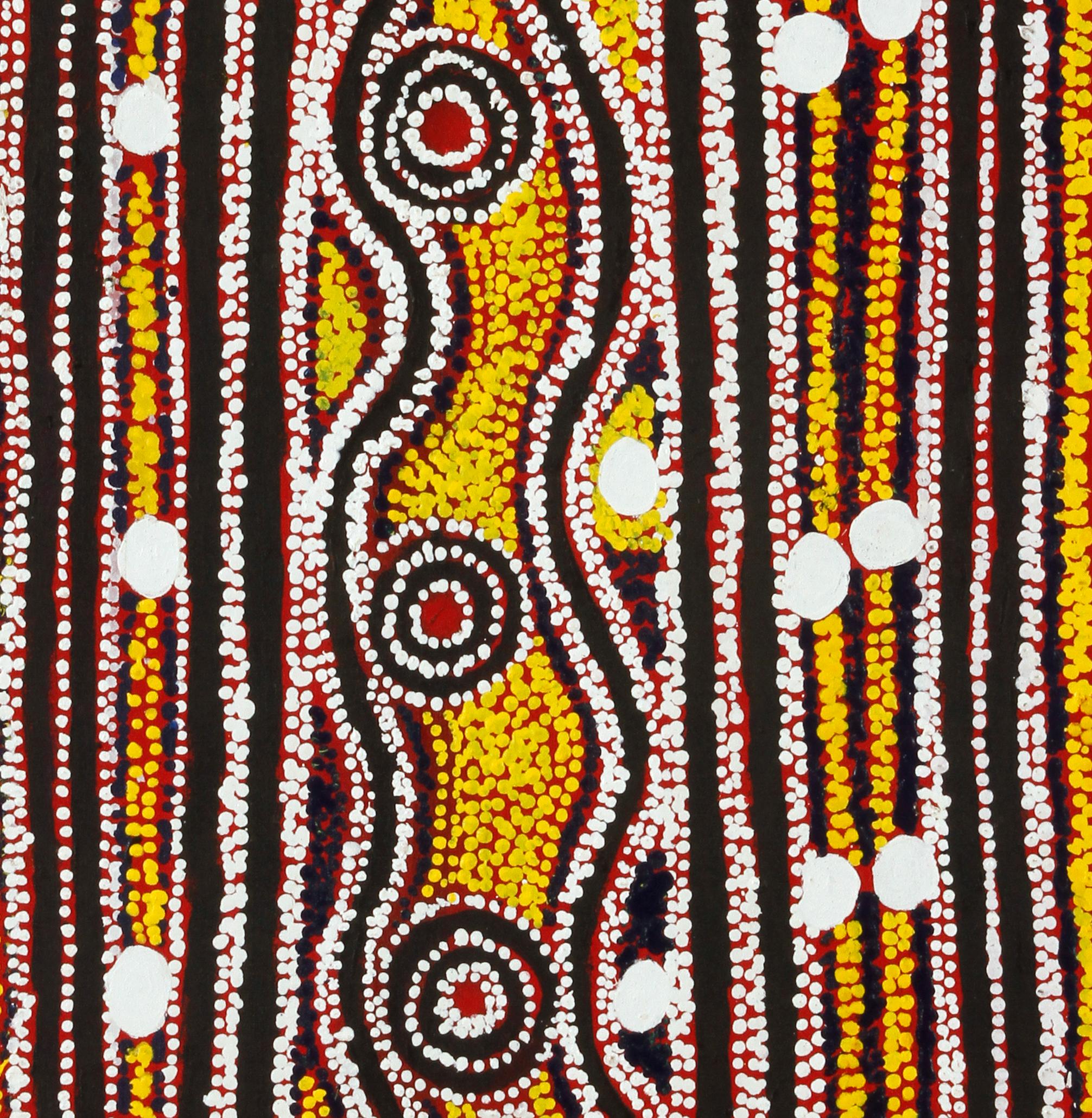 Fire Dreaming  - Beige Abstract Painting by Paddy Sims Japaljarri