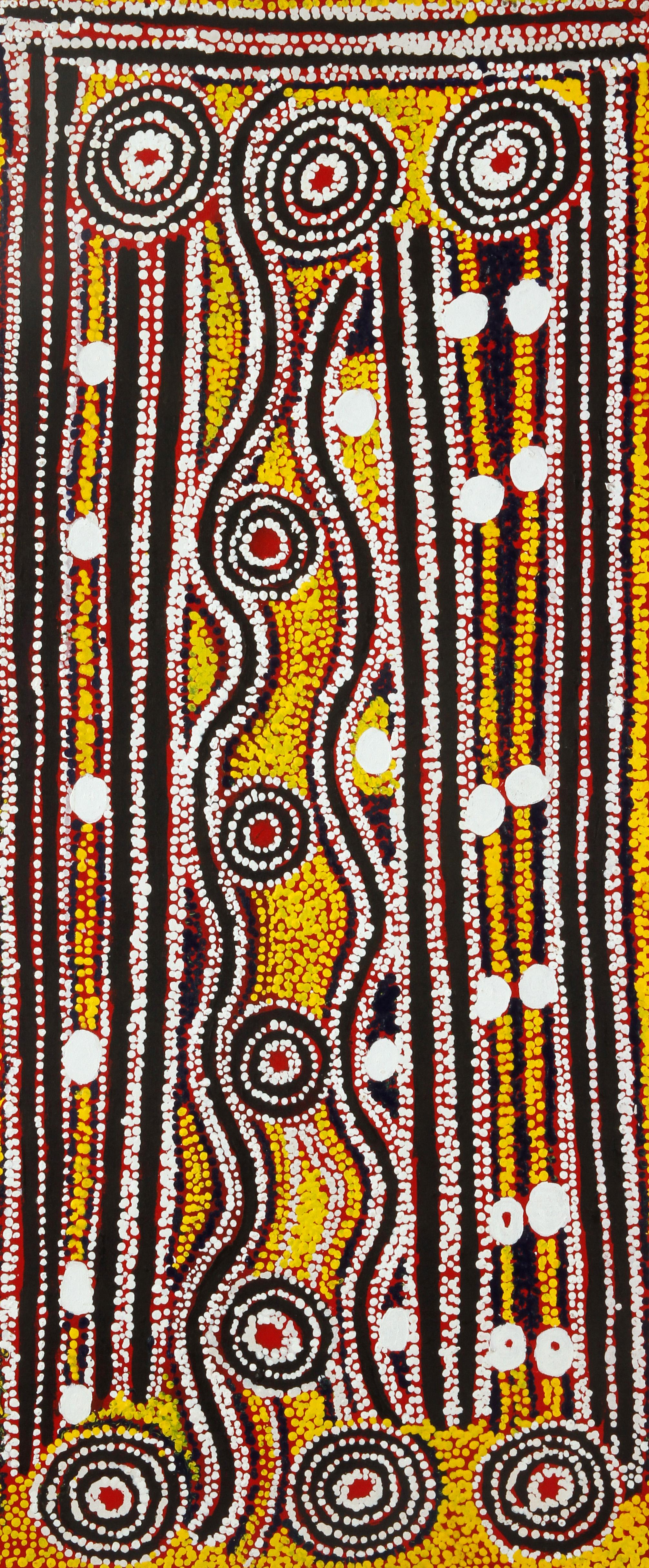 Paddy Sims Japaljarri Abstract Painting - Fire Dreaming 