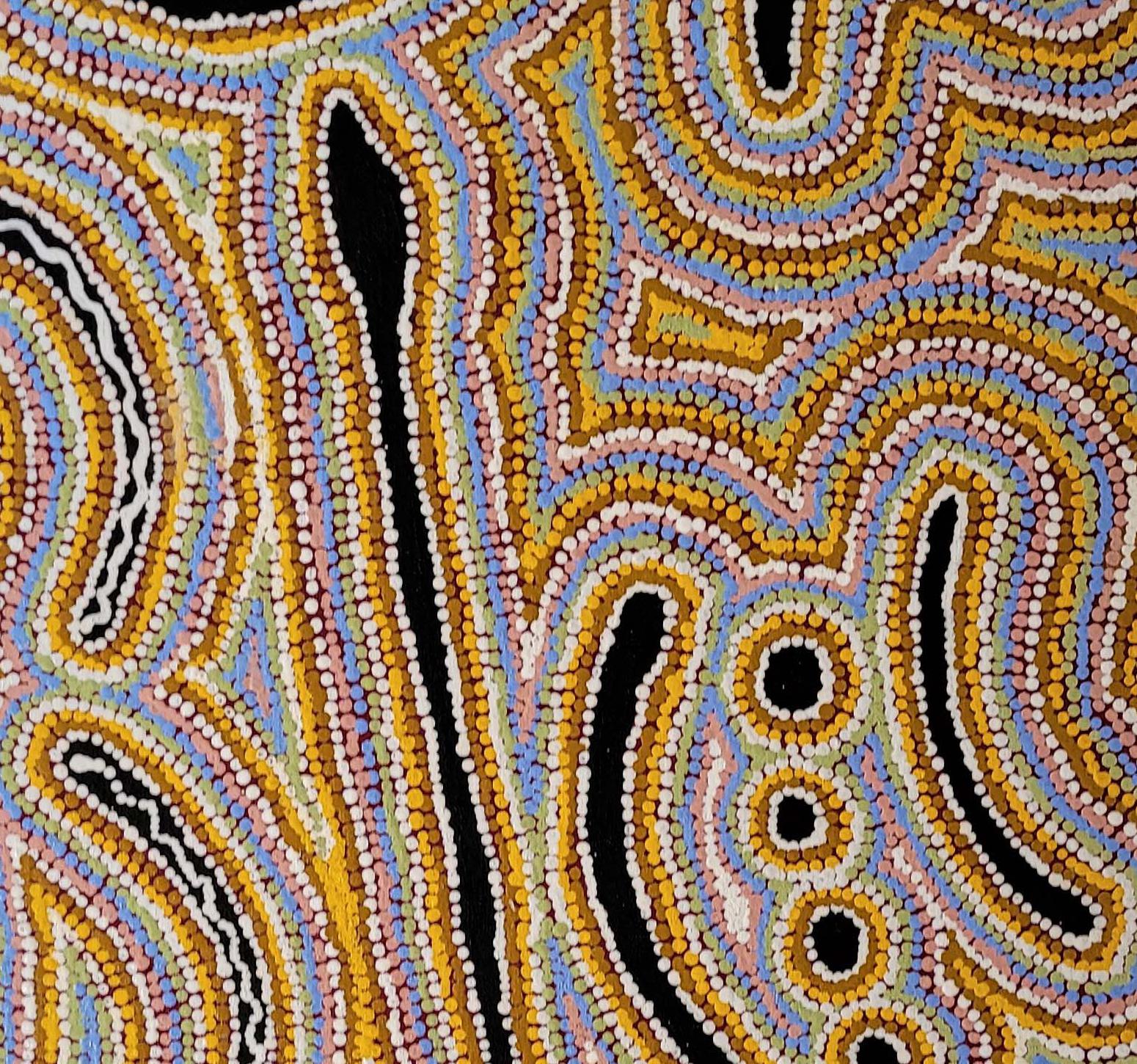 Jukurrpa Dreaming - Pointillisme Painting par Paddy Stewart Japaljarri