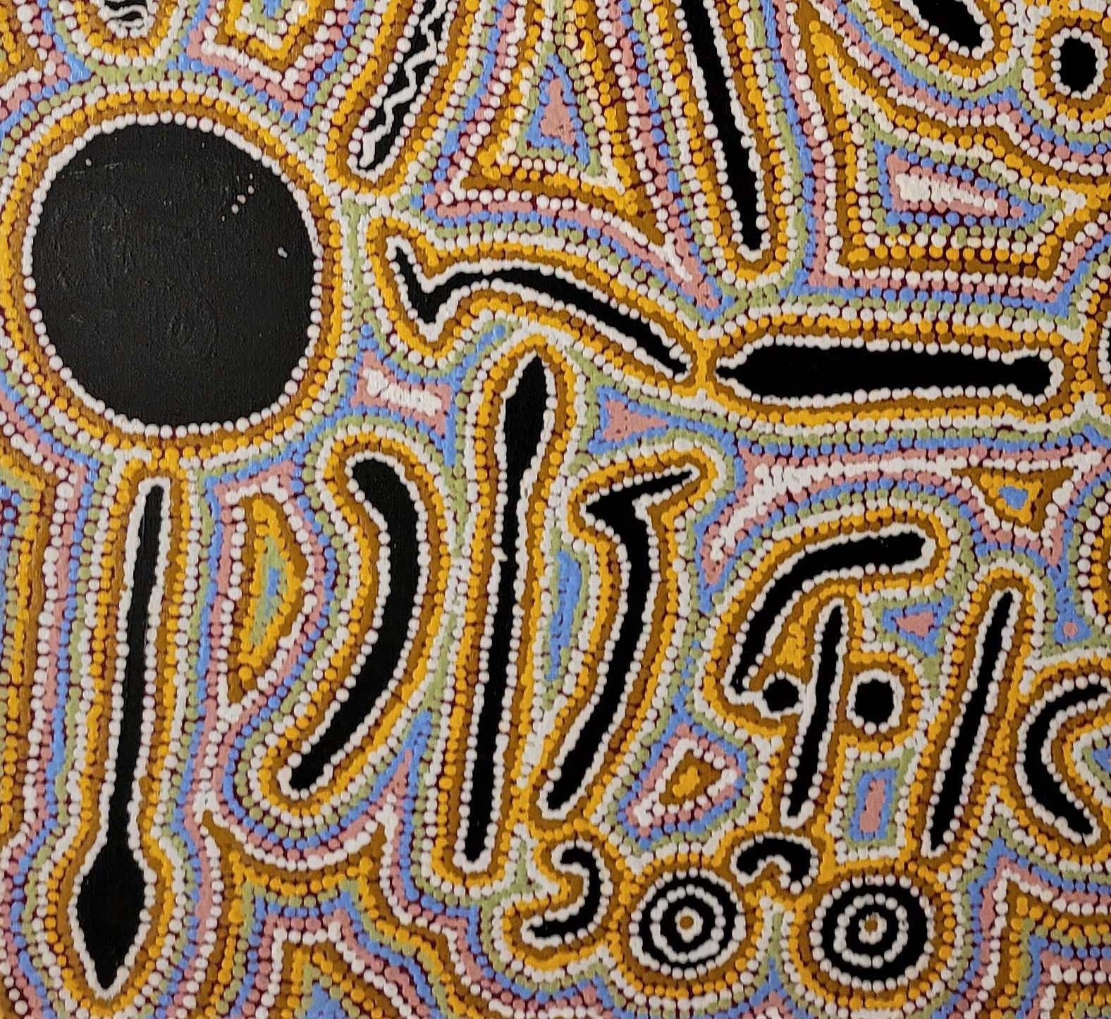 Paddy Japaljarri Stewart came from Mungapunju in Australia, just south of Yuendumu in the Northern Territory. As a young man he worked on cattle properties at Mount Allen, Mount Dennison and other parts of Australia's 'top end'. He acquired the