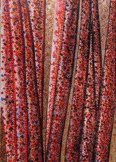 Senza titolo - Pittura, inchiostro e foglia d'oro su tela