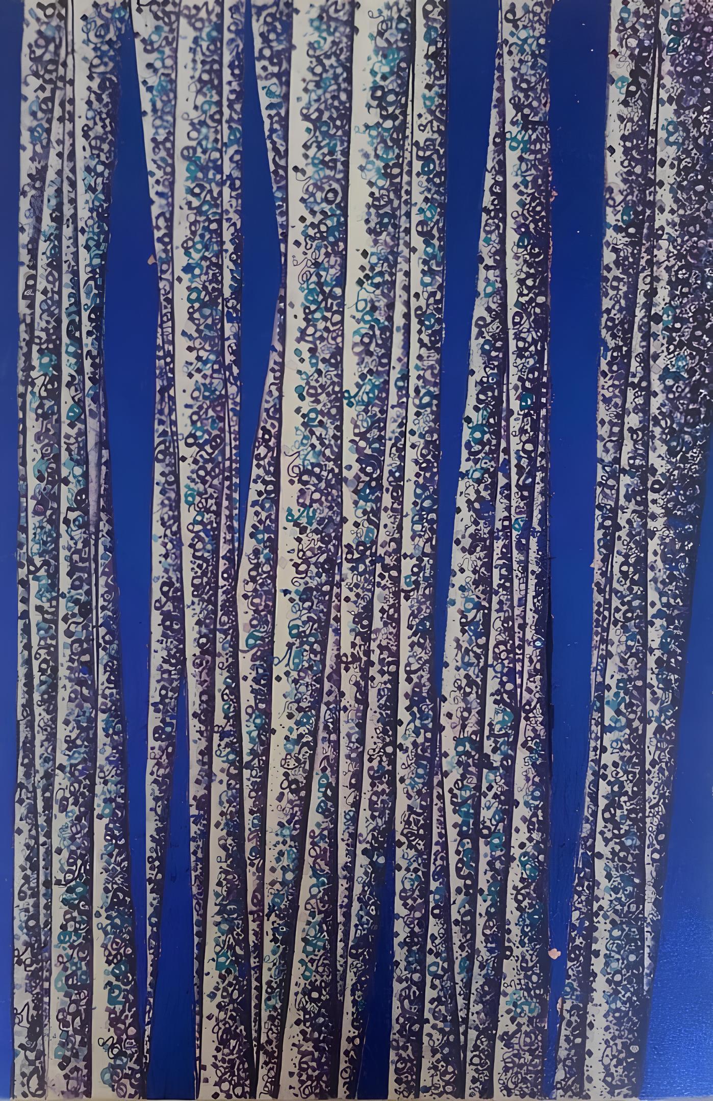 Untitled - Painting, Ink and silver leaf on canvas
