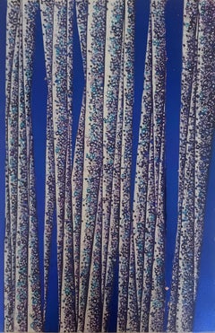 Sans titre - Peinture, encre et feuille d'argent sur toile