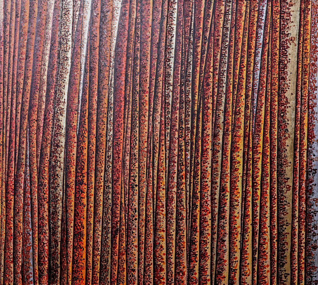 Untitled - Painting, Ink, gold and silver leaf on canvas