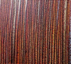 Sans titre - Peinture, encre, feuilles d'or et d'argent sur toile