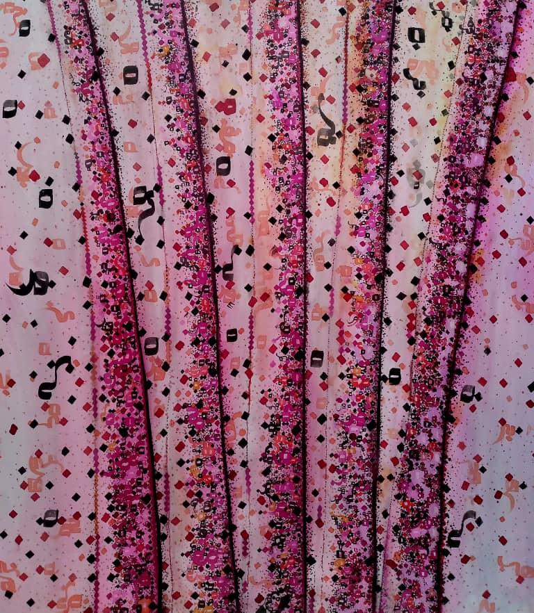 Untitled - Painting, Ink on canvas - Gray Abstract Painting by Padideh Dehdari
