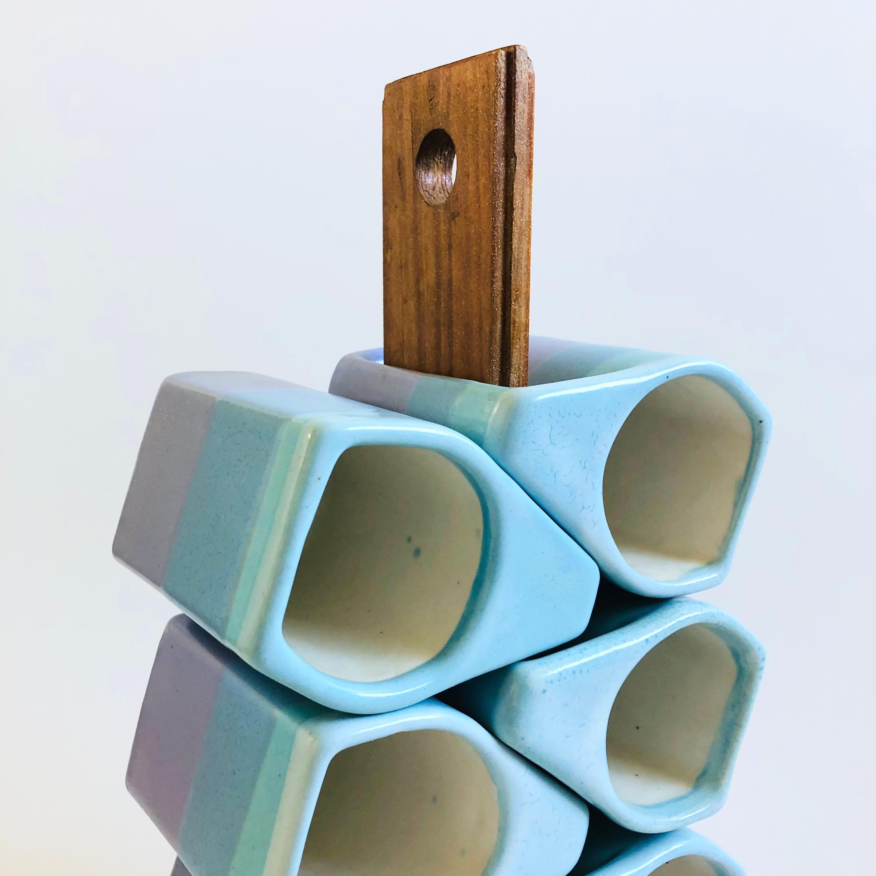Mid-Century Modern Padilla Pottery Mugs - Set of 6 on Stand