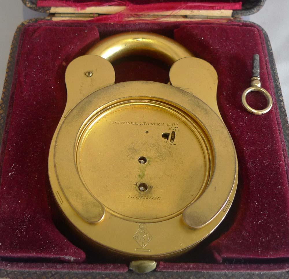 Padlock-Uhr von Howell James, Schachtel (Vergoldet) im Angebot