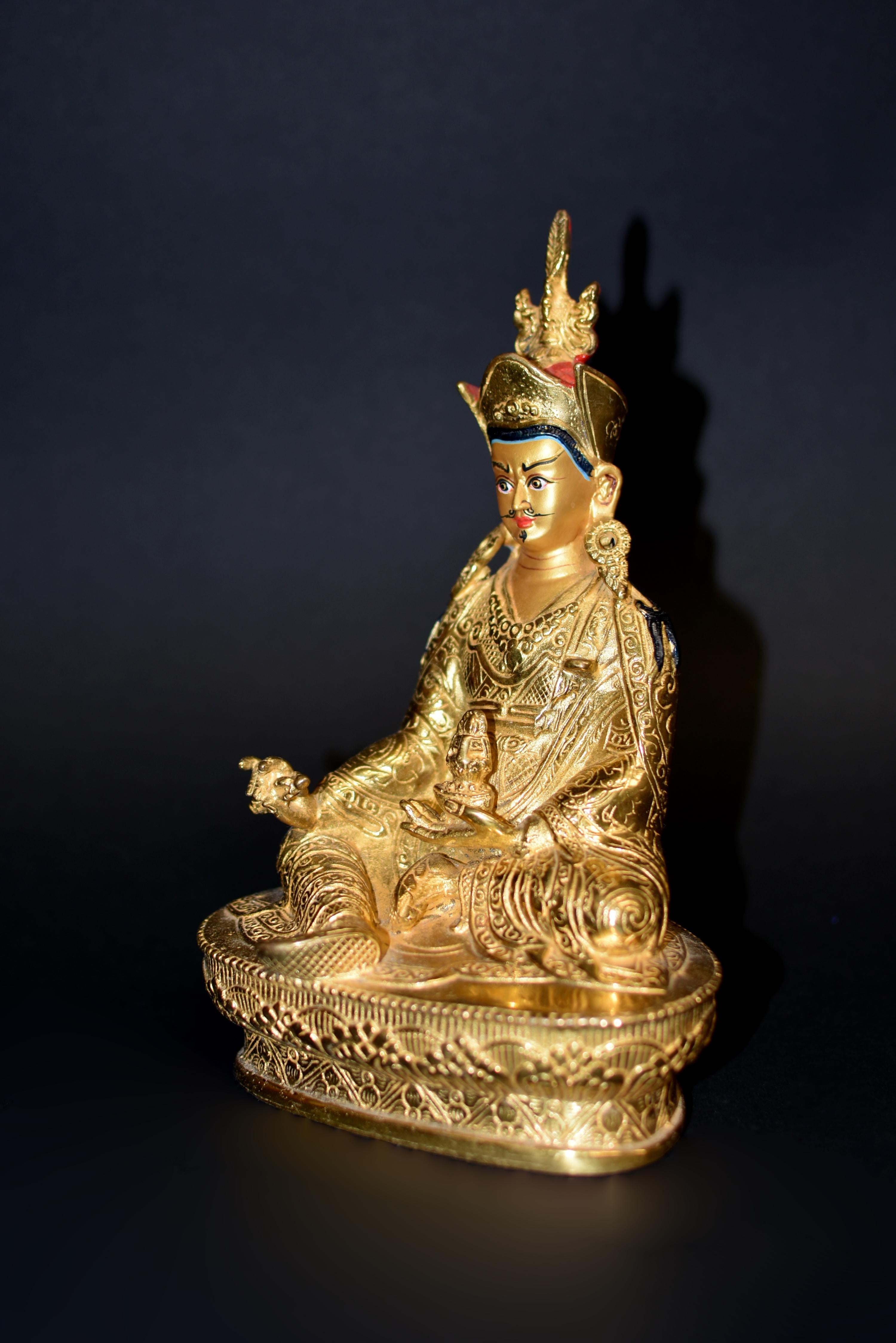 Padma Sambhav Teacher Gilt Bronze Tibetan Figure For Sale 9
