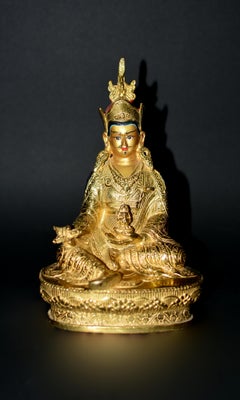 Padma Sambhav Teacher Gilt Bronze Tibetan Figure