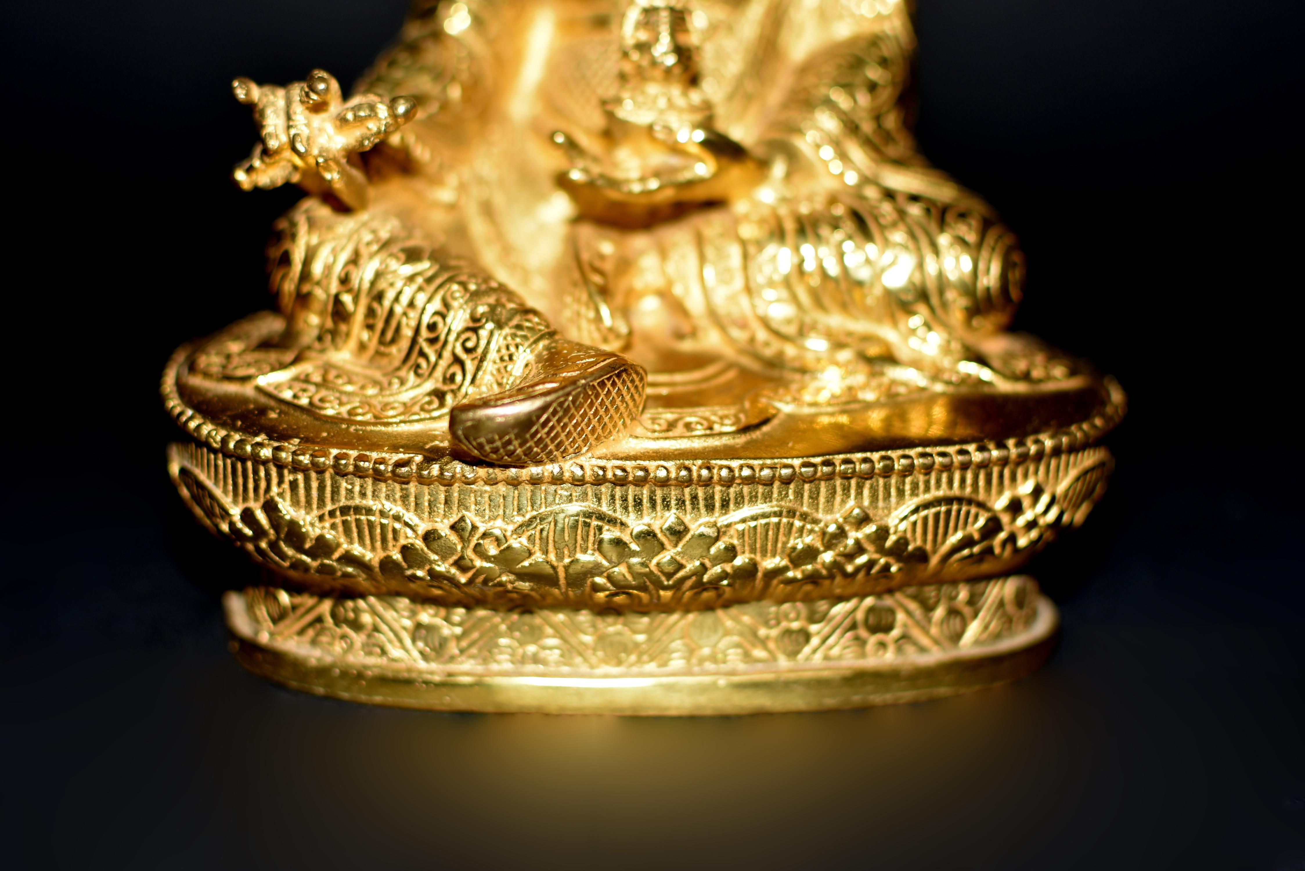 Padma Sambhav Teacher Gilt Bronze Tibetan Figure For Sale 3