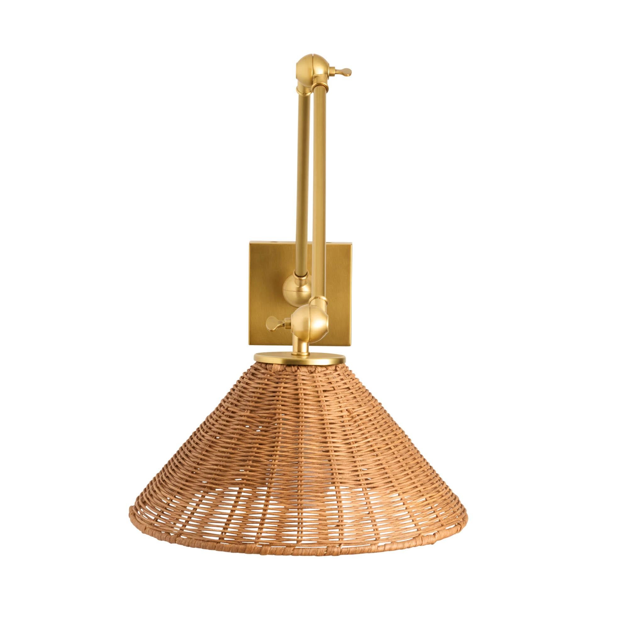 Padma Sconce DS49016 - Antique Brass, Natural Rattan For Sale 3