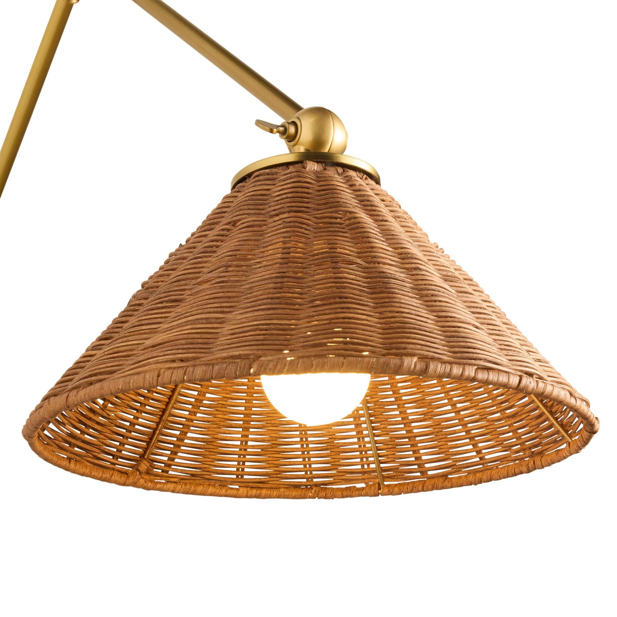 Padma Sconce DS49016 - Antique Brass, Natural Rattan For Sale 5