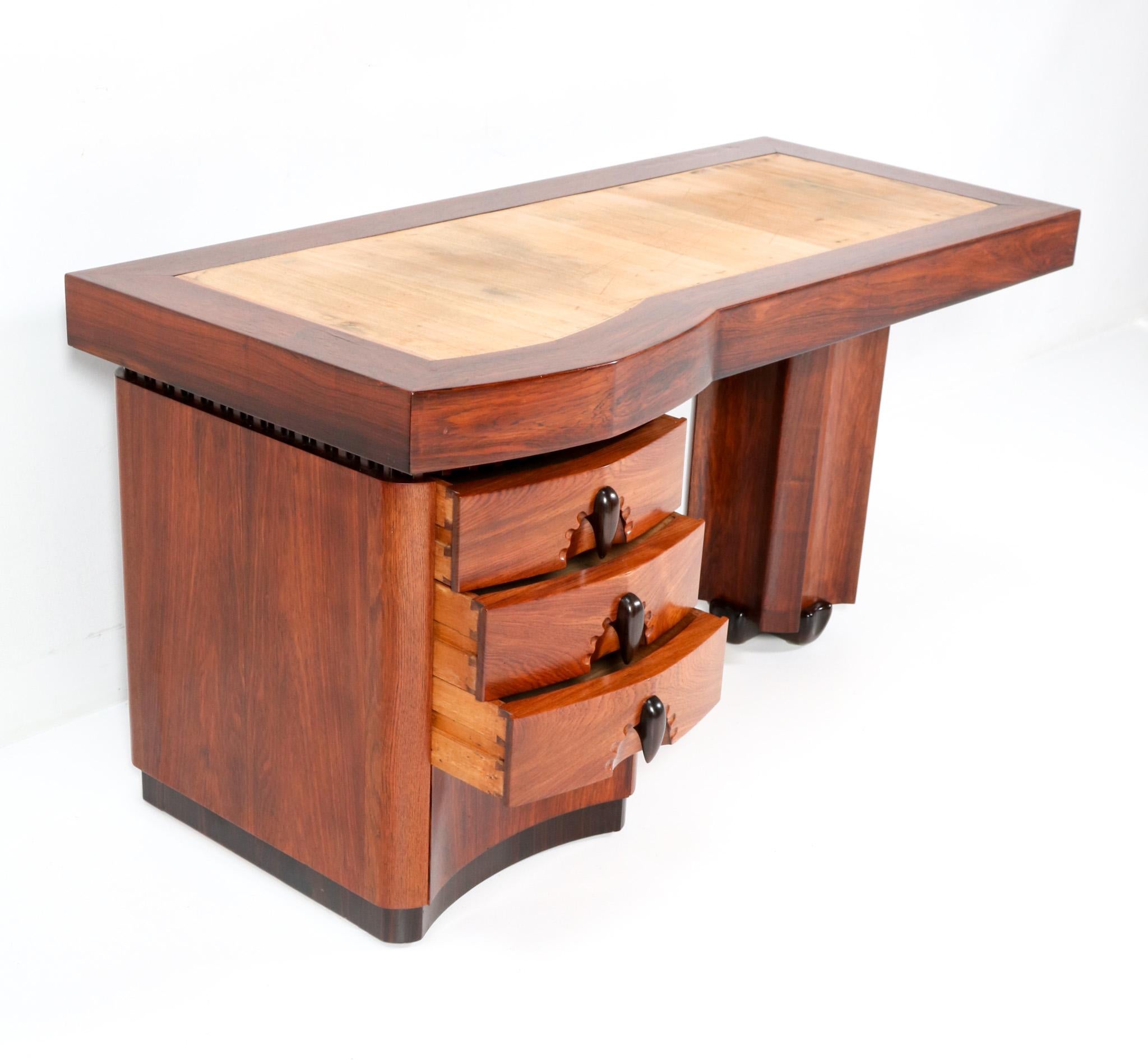 Early 20th Century Padouk Art Deco Amsterdamse School Desk or Writing Table by F.A. Warners, 1925