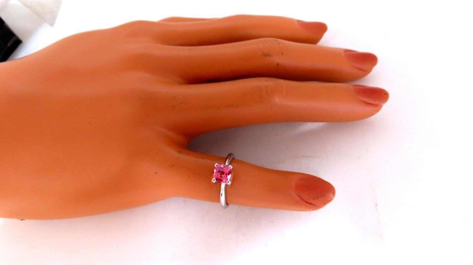 1.11ct. Natural Padparadscha Sapphire ring.

Cushion cut: 5.56 X 5.52  X 4.03mm

Transparent, Pink & Clean Clarity.

No Heat

Platinum

3.9 grams.

Depth: 5.7mm

current ring size: 4.5

May be resized.

