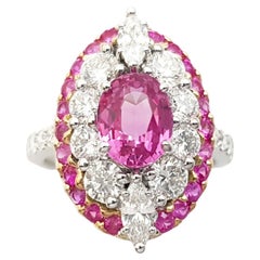 Padparadscha , Zafiro Rosa y Diamante Anillo Oro Blanco 18K Engaste