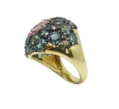 Padparadscha Sapphire and Alexandrite Yellow Gold Ring