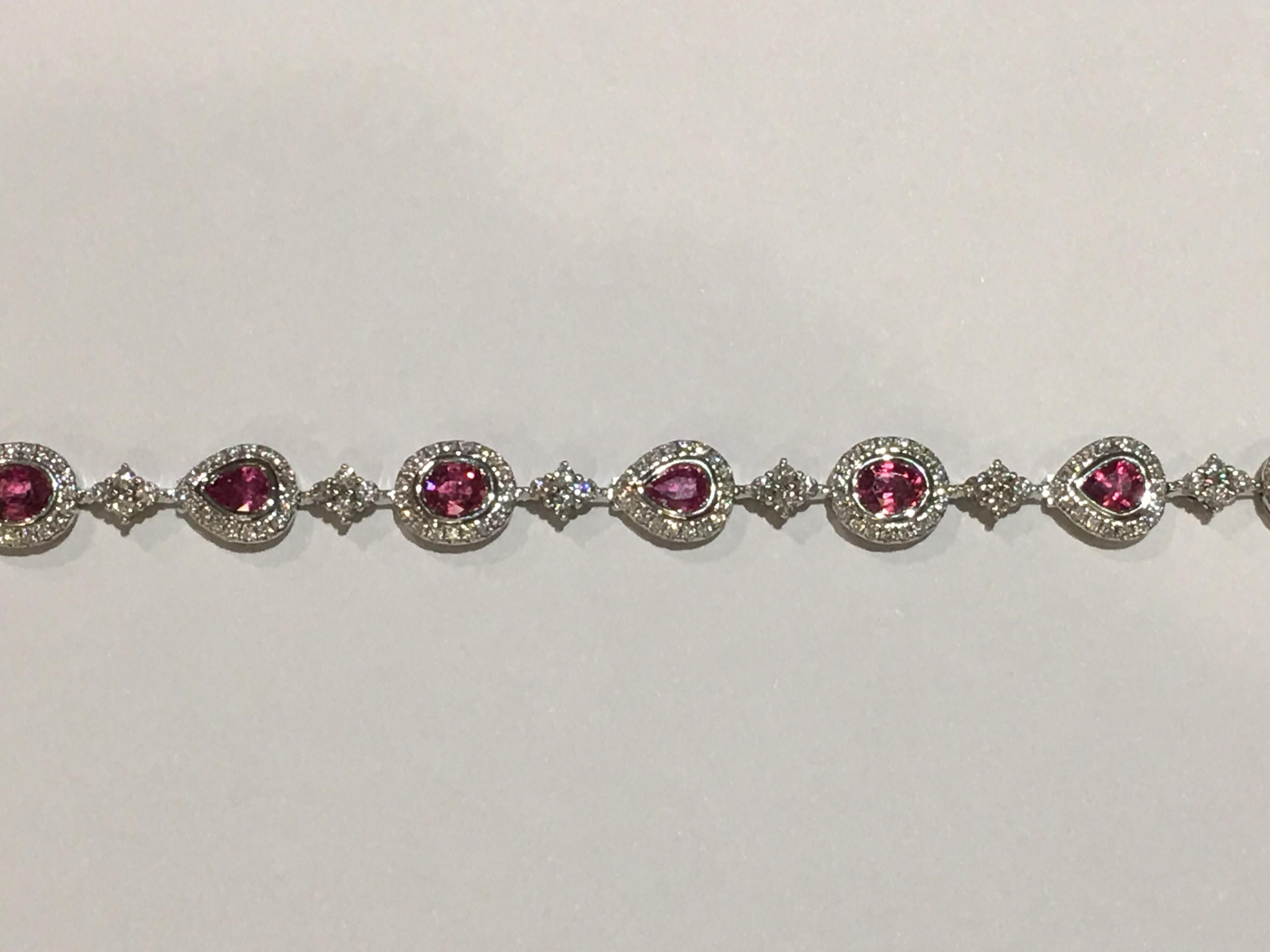 Bracelet Padparadscha en saphirs et diamants en vente 3