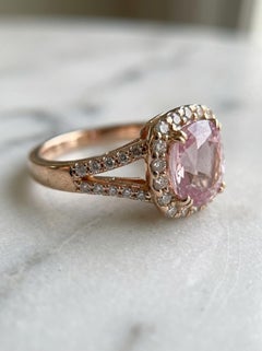 Padparadscha Sapphire and Diamond Ring in 18K Rose Gold