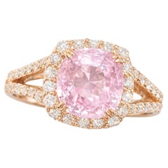 Bague saphir padparadscha et diamant en or rose 18 carats
