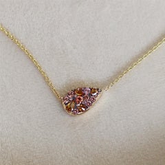 Padparadscha sapphire Cognac Rose-Cut & Pink Diamond Mosaic Pendant Necklace