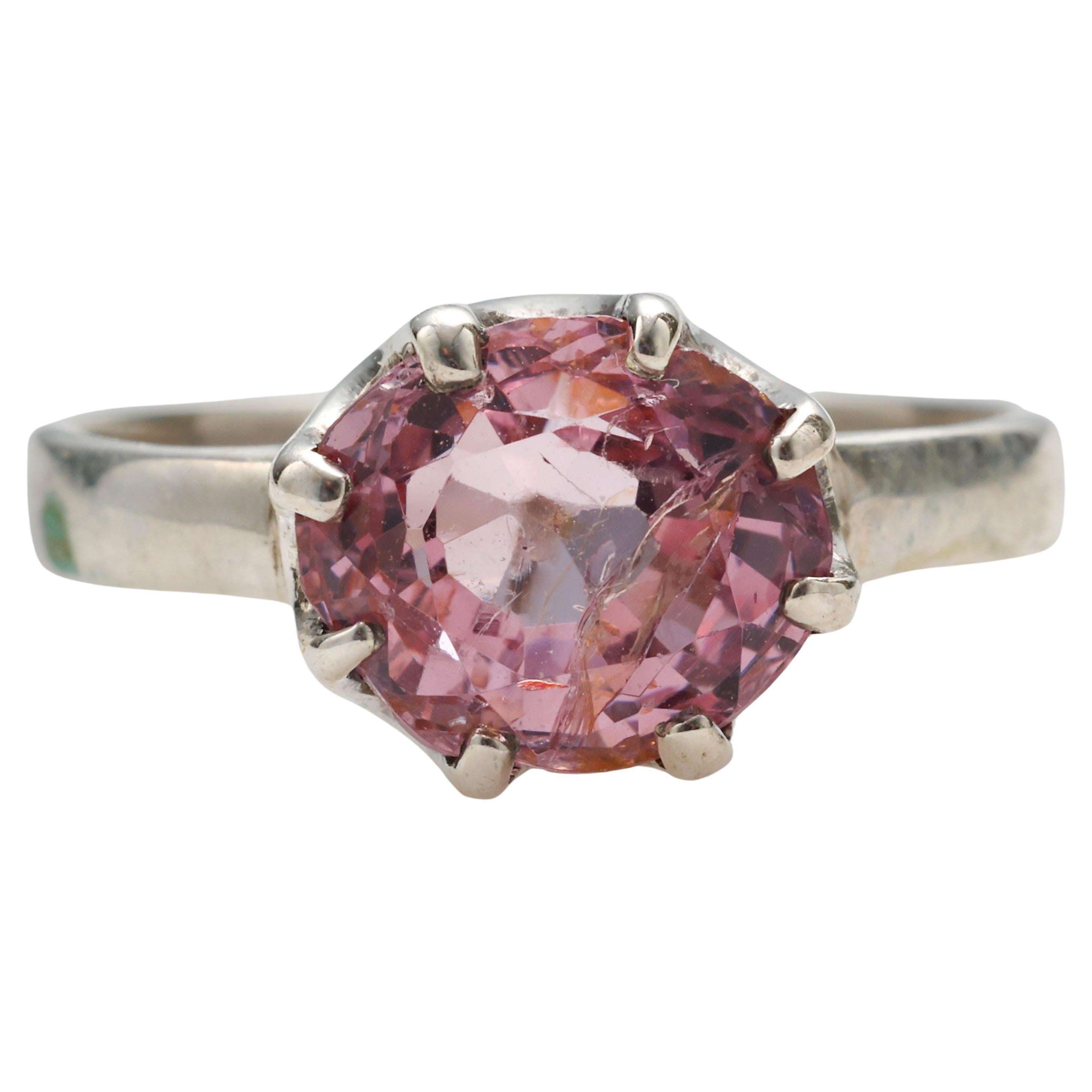 Padparadscha Sapphire-Colored No-Heat Spinel Ring