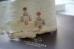 Padparadscha Sapphire, Diamond and 18 Karat Gold Ear Pendants