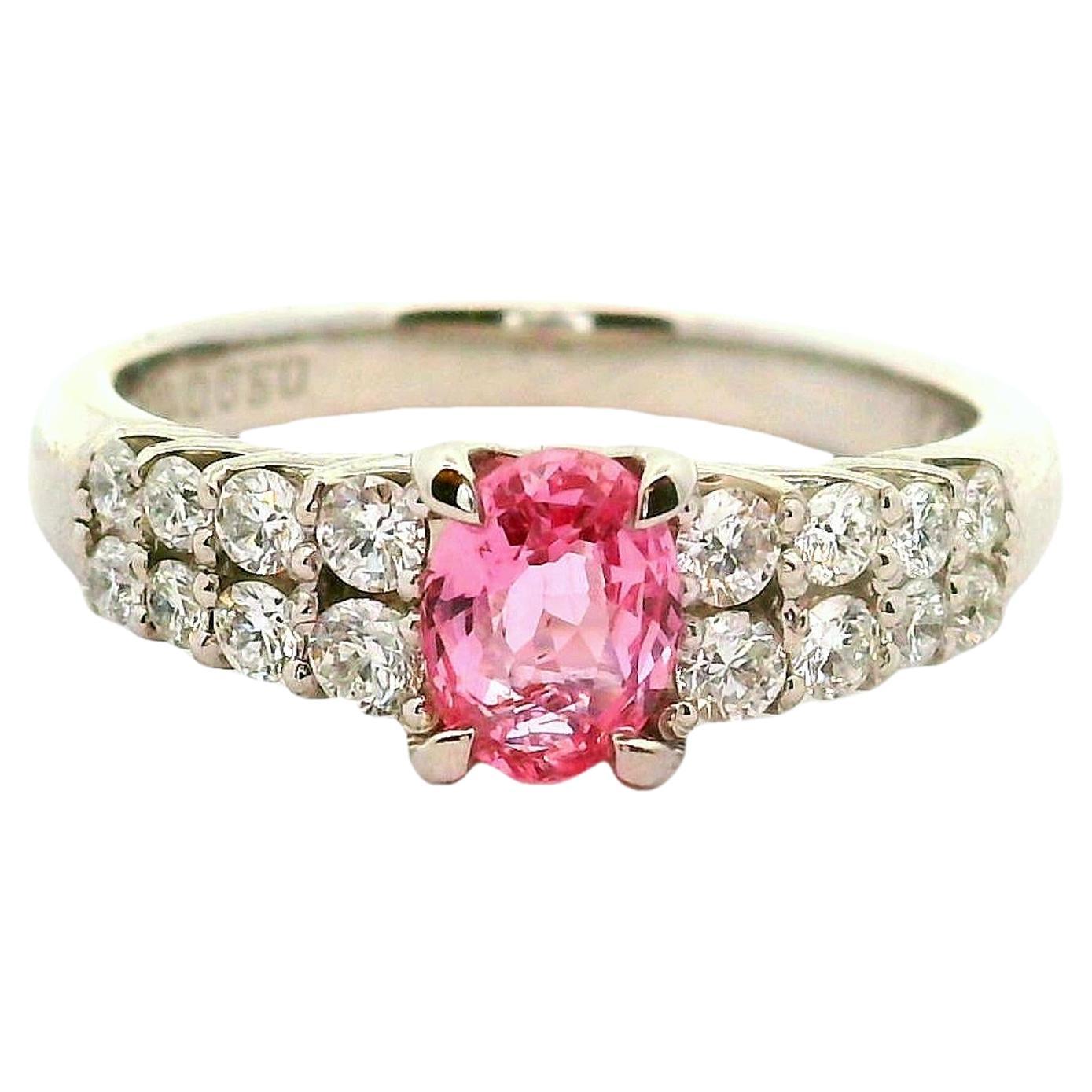 Padparadscha Sapphire Diamond Platinum Ring