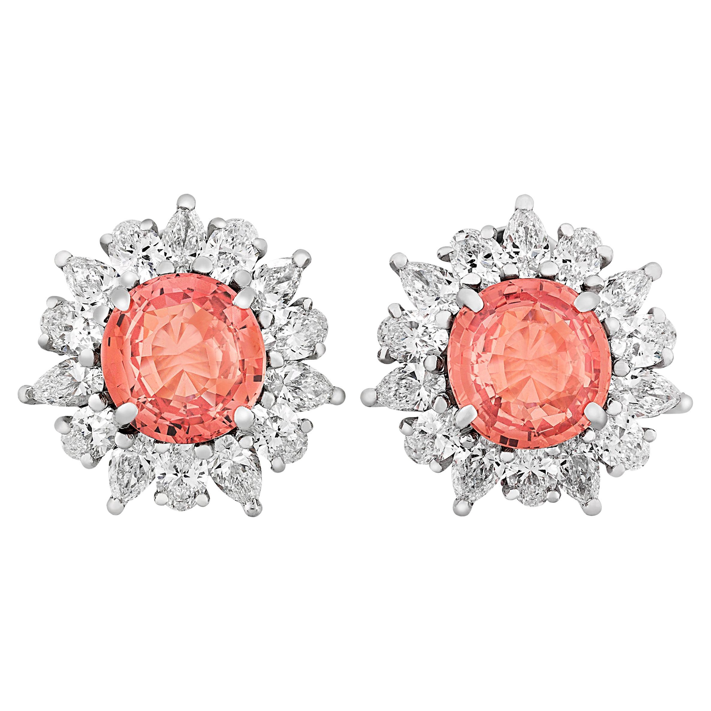 Gems en Vogue 3.34ctw Padparadscha Sapphire & Pink Tourmaline Stud Ear