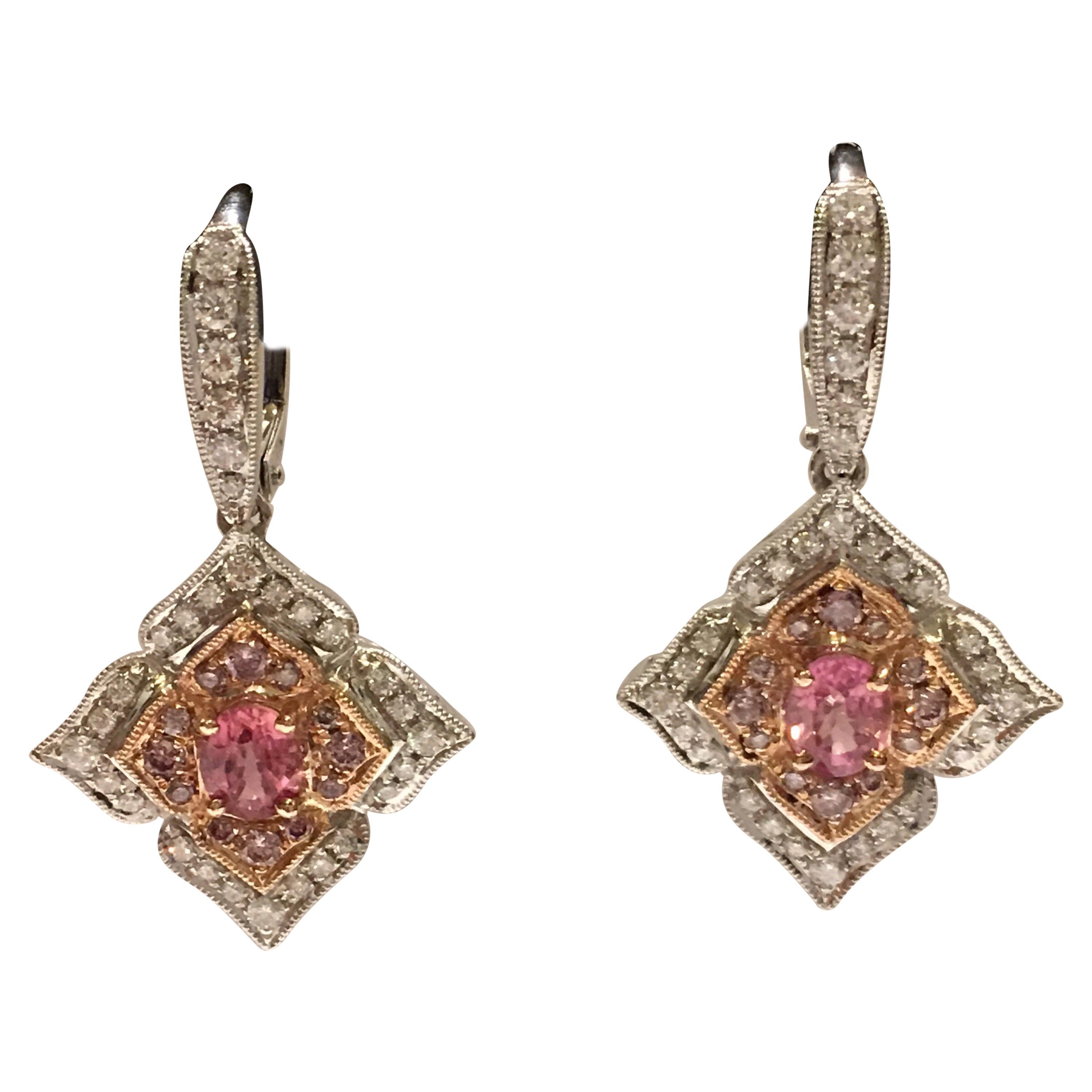 Padparadscha Sapphire and Diamond Earrings | First State Auctions Australia