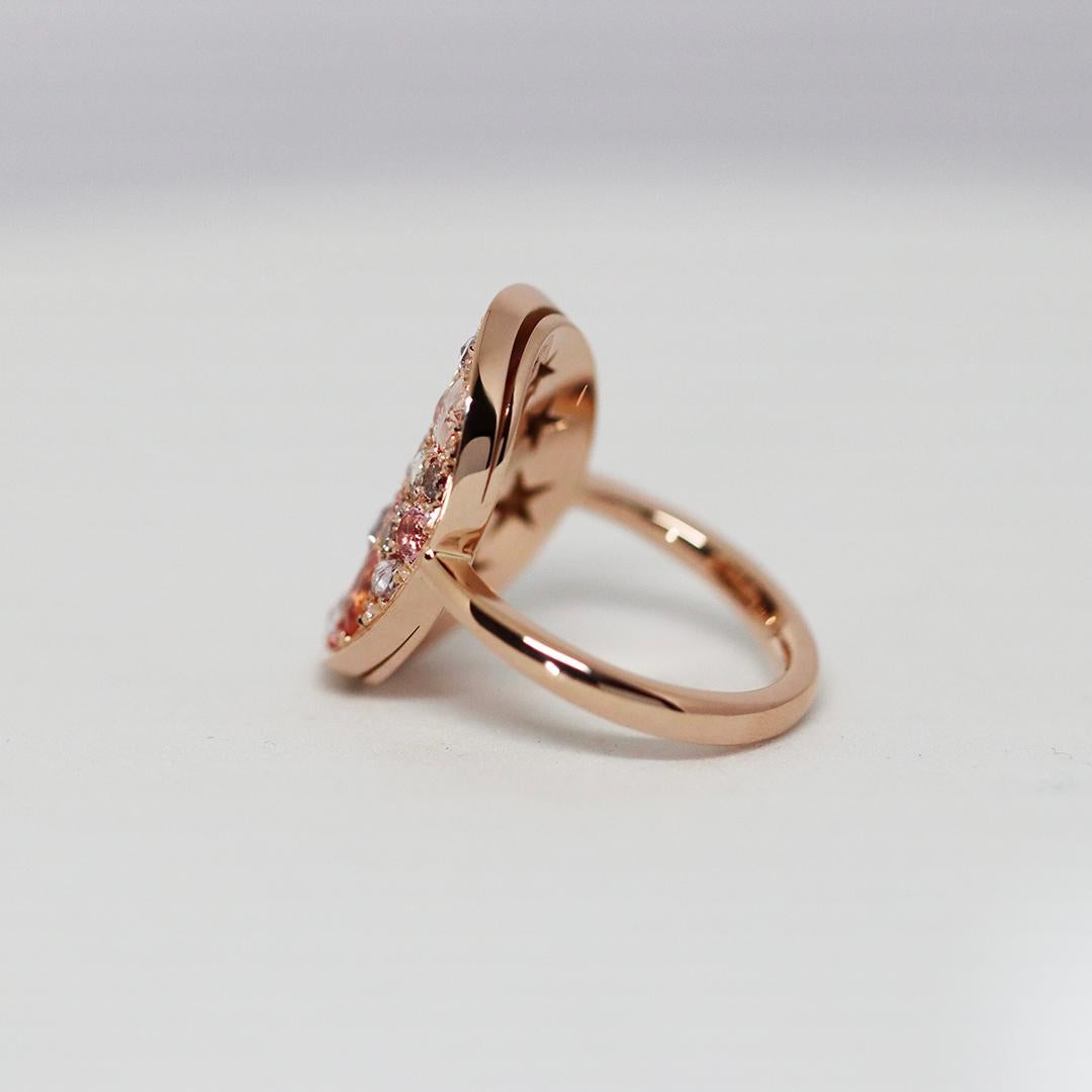Women's Padparadscha Sapphire Pink Diamond Pink Sapphire Intense Pink Spinel Mosaic Ring For Sale