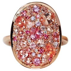 Padparadscha Sapphire Pink Diamond Pink Sapphire Intense Pink Spinel Mosaic Ring