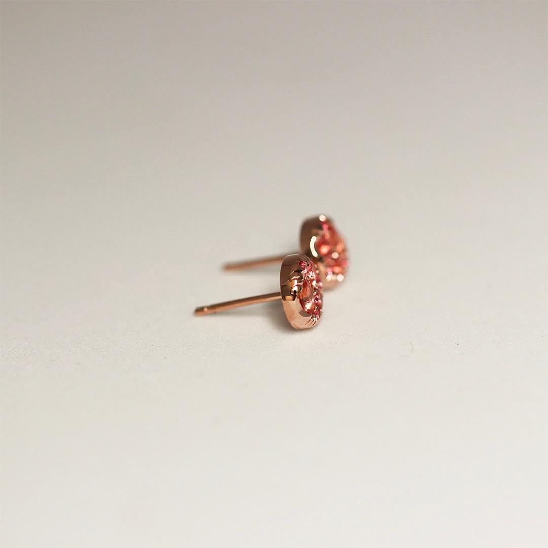 Mixed Cut Padparadscha sapphire Pink Spinel 8 mm Stud Earrings For Sale