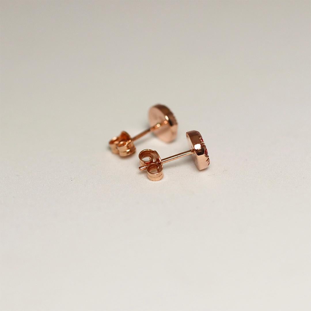 Padparadscha sapphire Pink Spinel 8 mm Stud Earrings In New Condition For Sale In Antwerp, BE