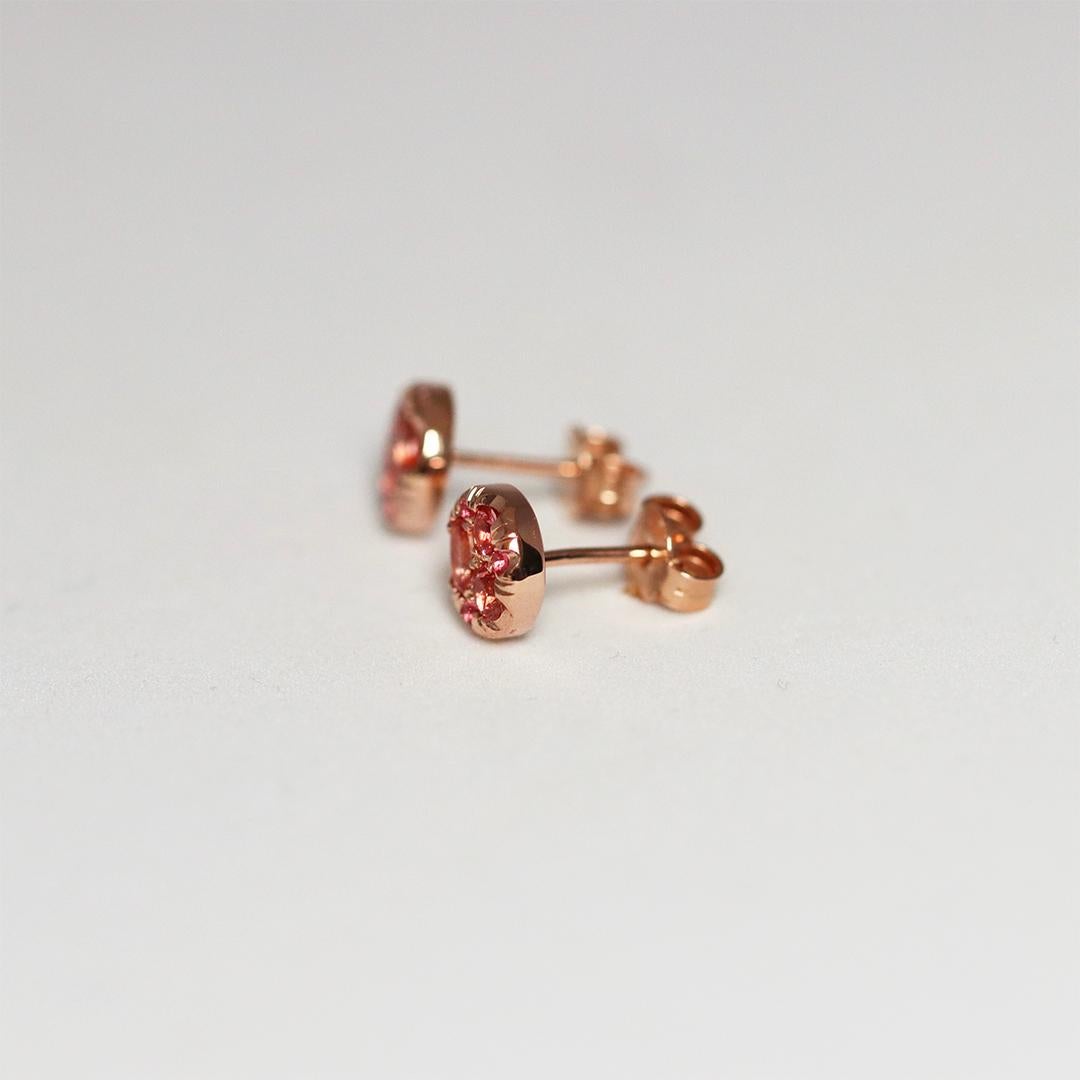 Padparadscha sapphire Pink Spinel 8 mm Stud Earrings For Sale 2