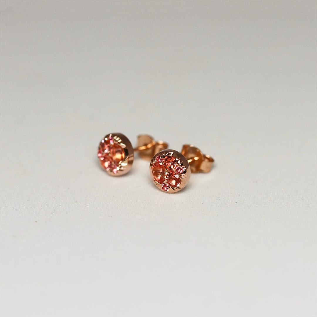 Padparadscha sapphire Pink Spinel 8 mm Stud Earrings For Sale 3