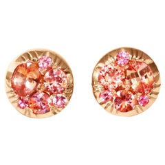 Pendientes de zafiro Padparadscha Espinela rosa 8 mm