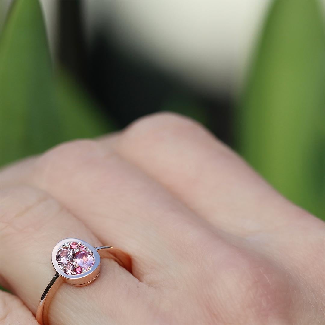 Padparadscha Pavé-Ring mit Saphir, rosa Spinell und Diamant im Angebot 7