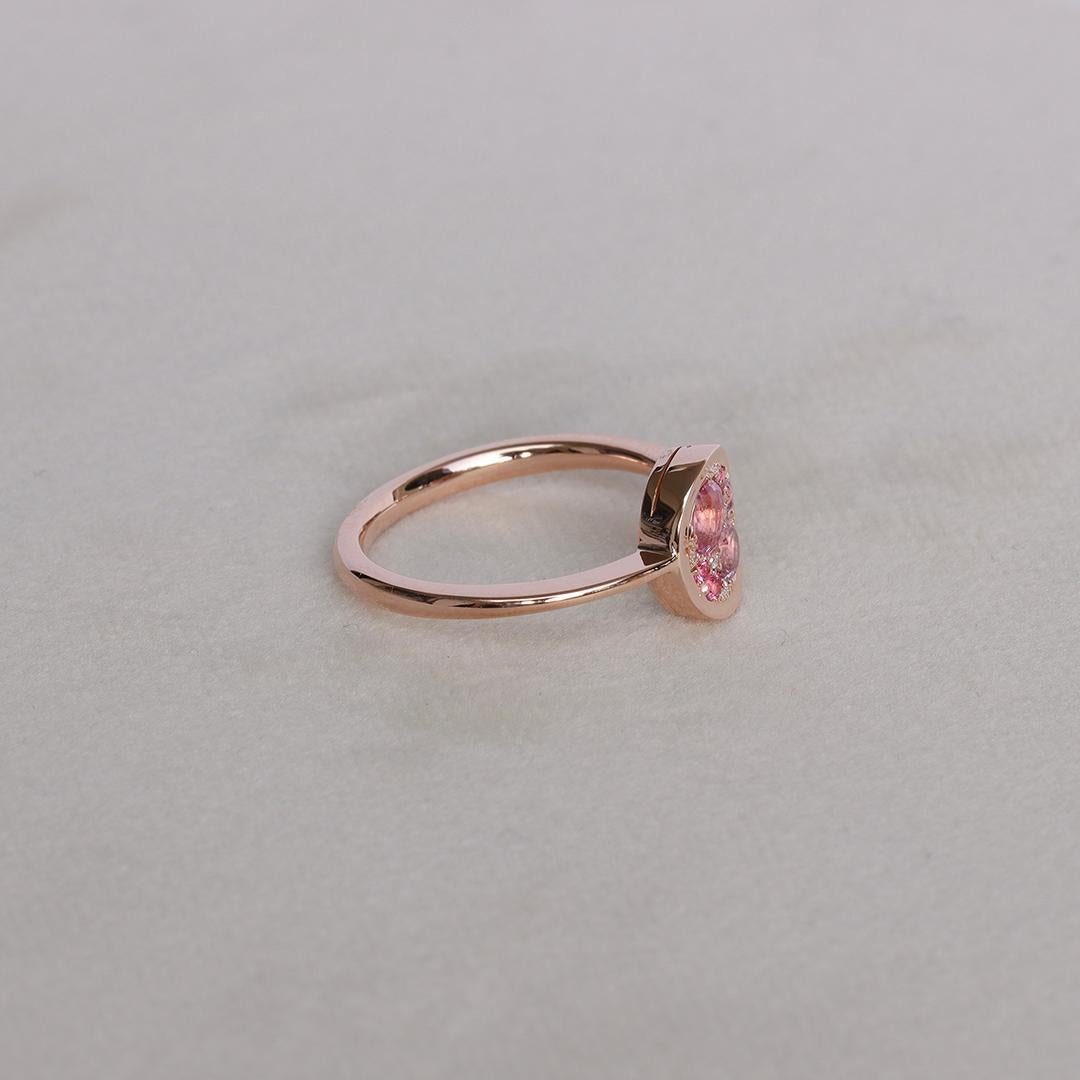 Padparadscha Sapphire Pink Spinel Diamond Pave Ring In New Condition For Sale In Antwerp, BE