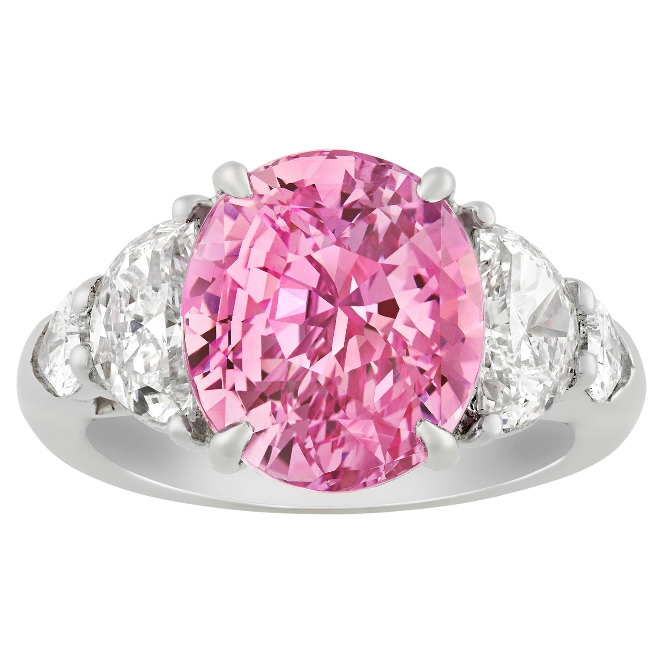 Padparadscha Sapphire Ring, 8.45 Carats For Sale