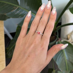 Padparadscha Sapphire Ring with Diamond Halo: Solid 14K Gold, Oval 7x5mm