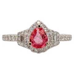 Padparadscha Saphir-Ring mit natürlichen Diamant-Akzenten aus 14 Karat massivem Gold