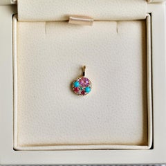Padparadscha Sapphire Turquoise Alexandrite Spinel Diamond Pave 8 mm Pendant