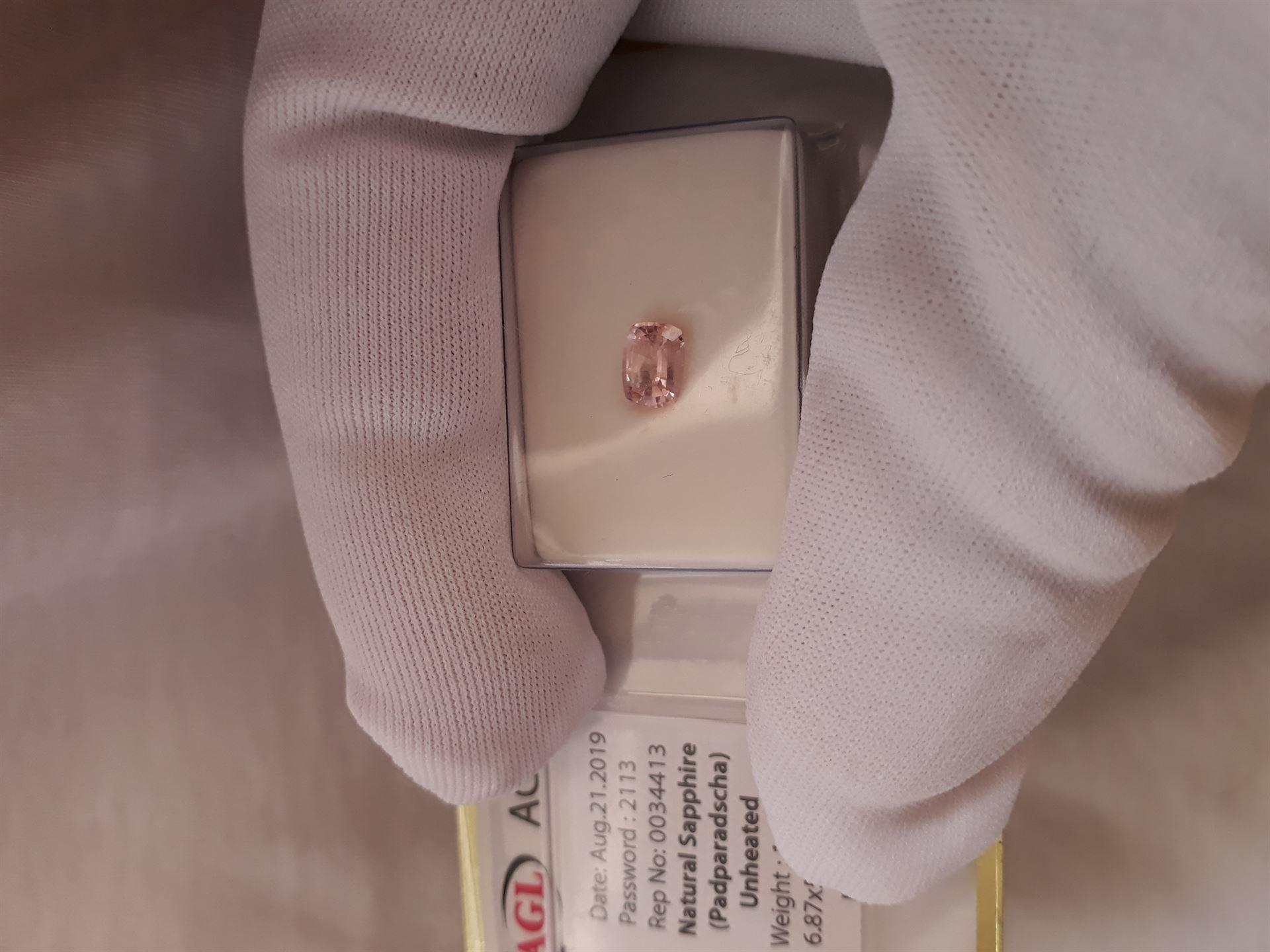 Cushion Cut Padparadscha Sapphire, Unheated, AGL For Sale