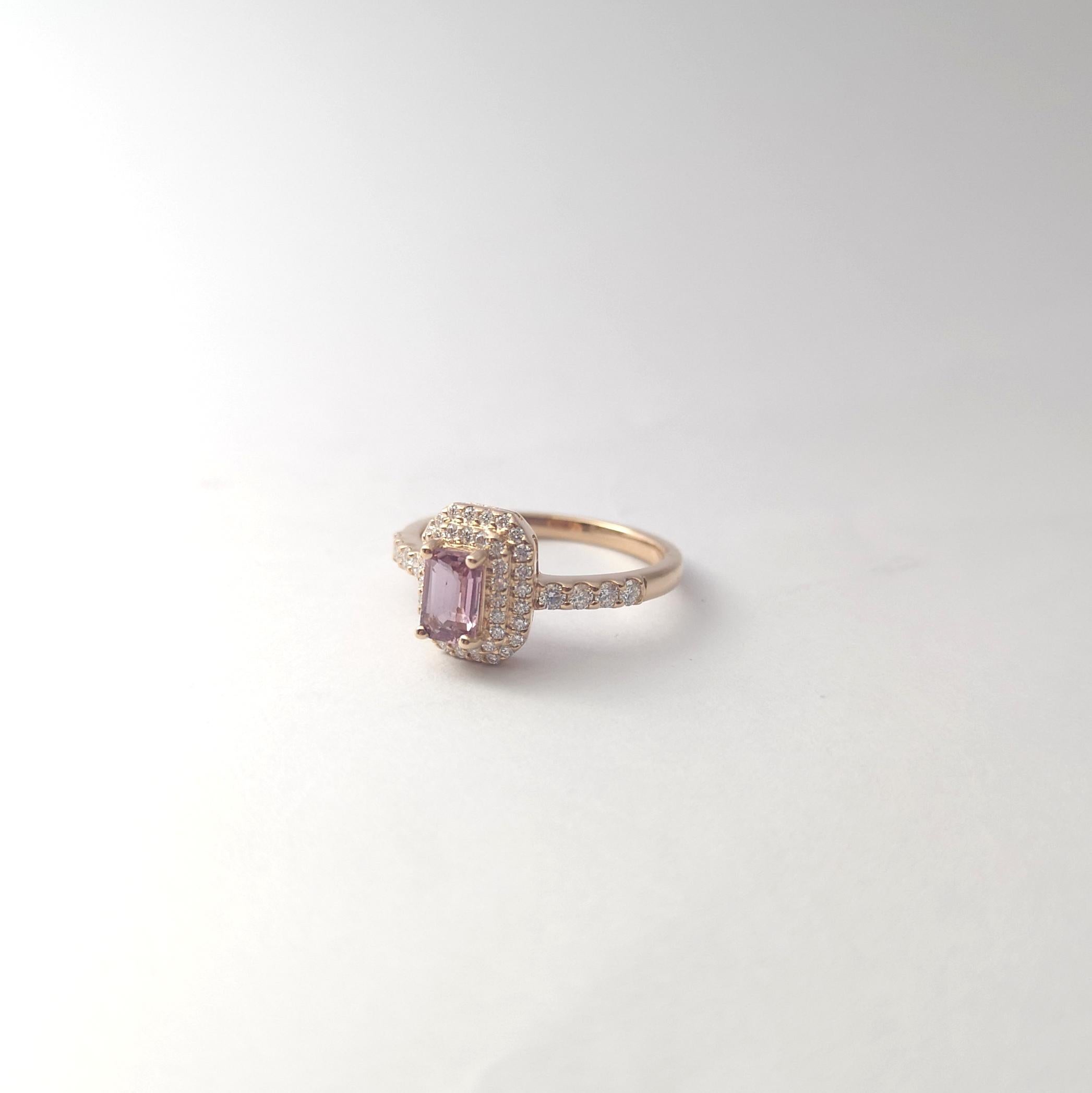 Padparadscha mit Diamantring aus 18 Karat Roségold in Fassungen im Angebot 4
