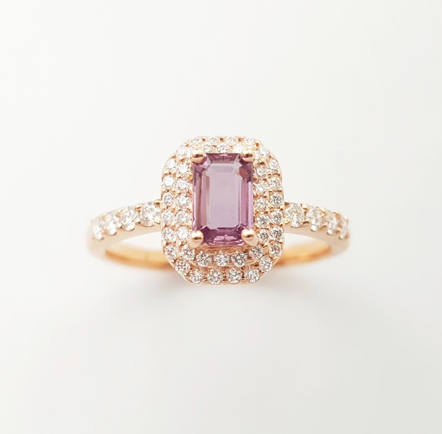 Padparadscha mit Diamantring aus 18 Karat Roségold in Fassungen im Angebot 5