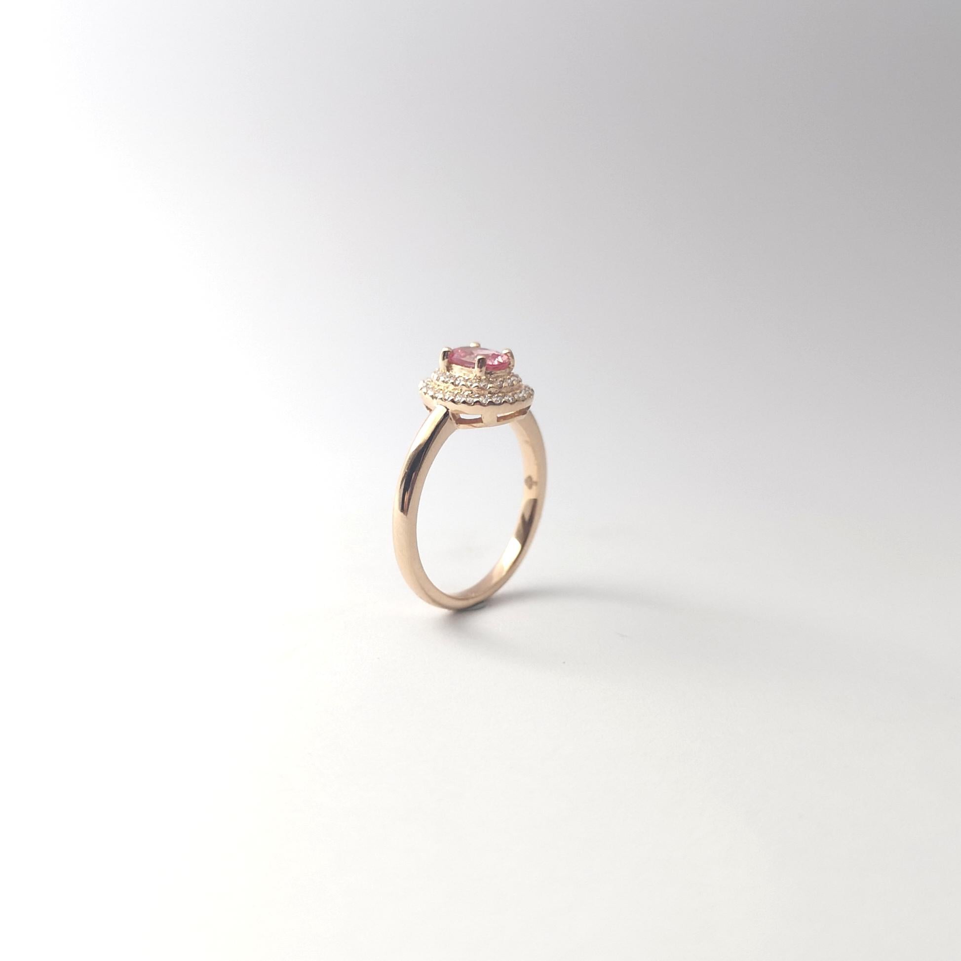 Padparadscha with Diamond Ring set in 18K Rose Gold Settings For Sale 6