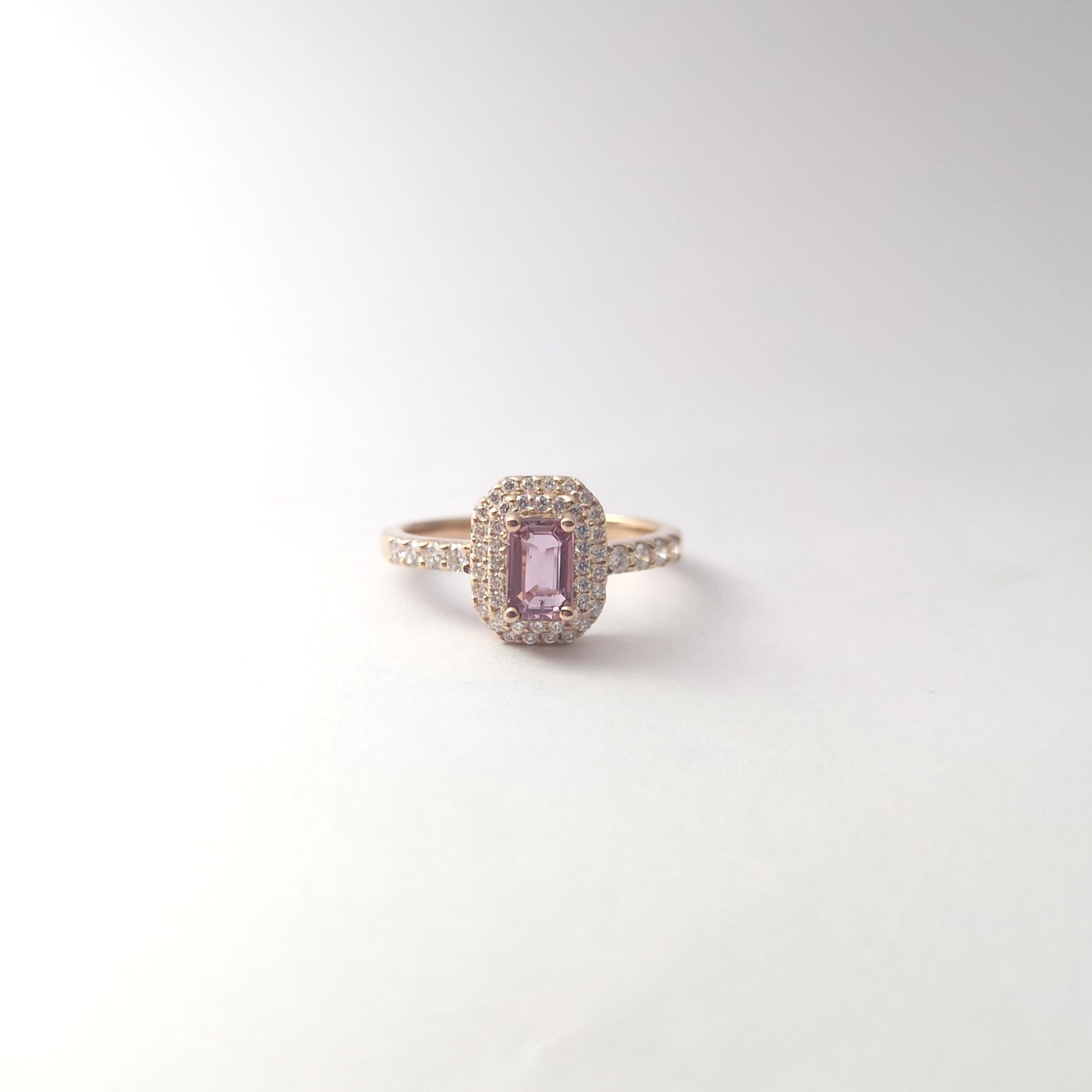 Padparadscha mit Diamantring aus 18 Karat Roségold in Fassungen im Angebot 6