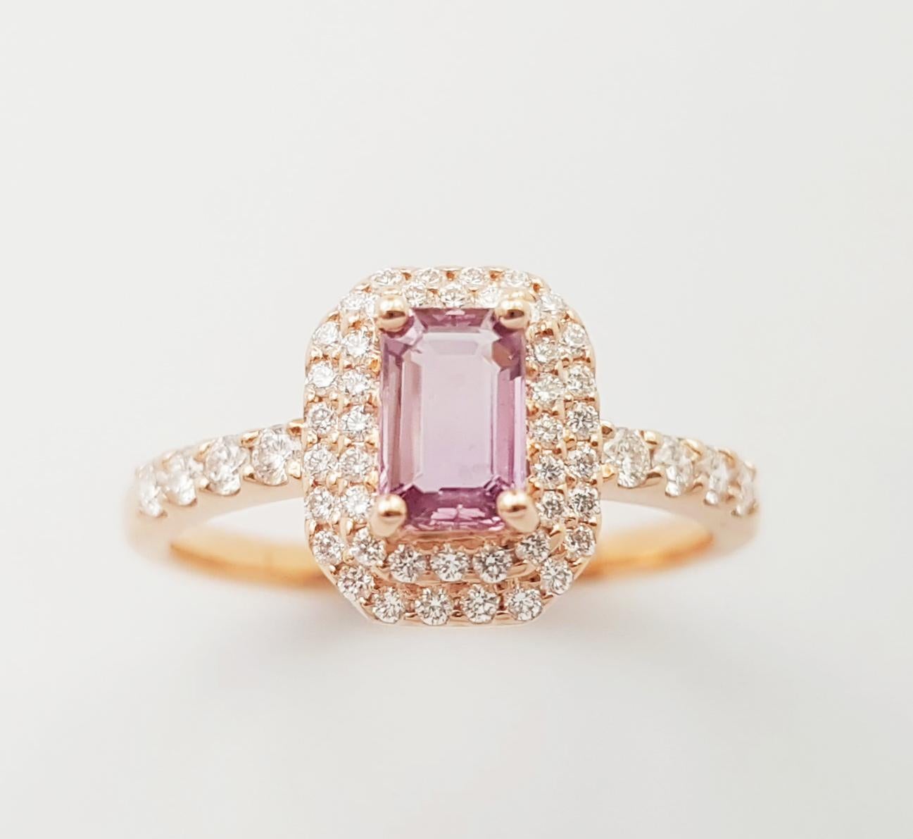Padparadscha mit Diamantring aus 18 Karat Roségold in Fassungen im Angebot 7