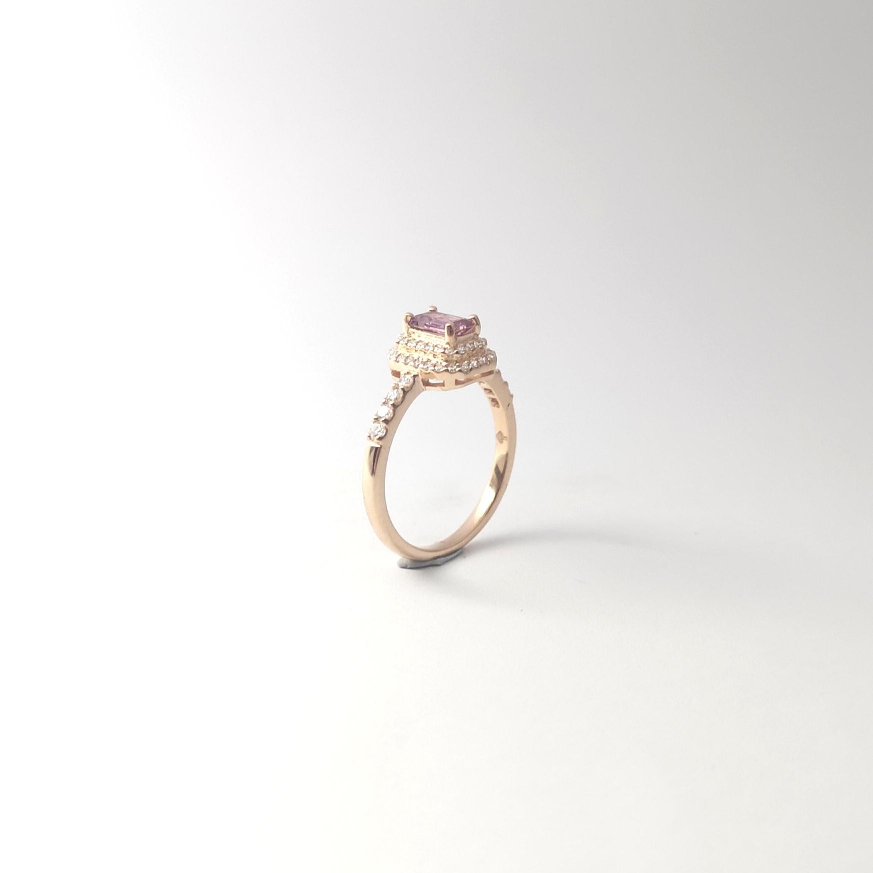 Padparadscha mit Diamantring aus 18 Karat Roségold in Fassungen im Angebot 8